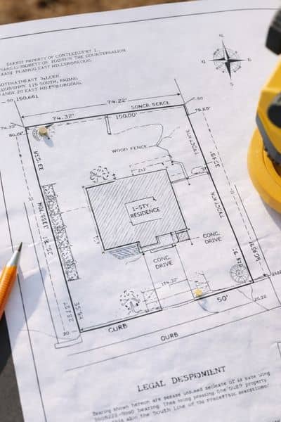 Property boundary survey plan - ALTA SURVEY Tampa Survey drawing showing property lines and measurements from a lot survey before building a fence
